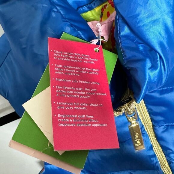 NWT Lilly Pulitzer Allie Packable Down Puffer Vest Brewster Blue Size XS - Picture 6 of 9